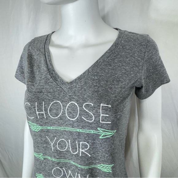 Empyre Womens Fitted Heather Gray V-Neck “Choose Your Own Path” Short Sleeve Tee - Picture 2 of 7